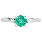 Zambian Emerald Ring With Diamonds 0.68 Carats 14K White Gold