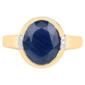Blue Sapphire Ring With Diamonds 4.84 Carats 14K Yellow Gold