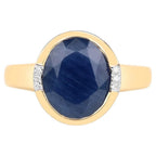 Blue Sapphire Ring With Diamonds 4.84 Carats 14K Yellow Gold