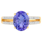 Tanzanite Ring With Diamonds 2.64 Carats 14K Yellow Gold
