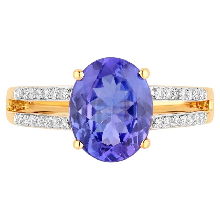 Tanzanite Ring With Diamonds 2.64 Carats 14K Yellow Gold