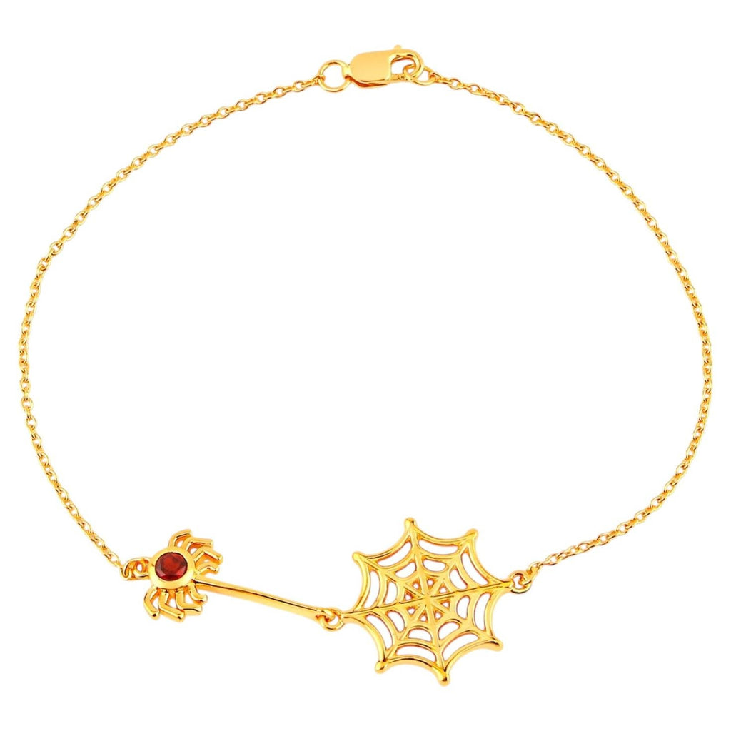 Garnet Spider Bracelet 0.1 Carats Gold Plated Silver