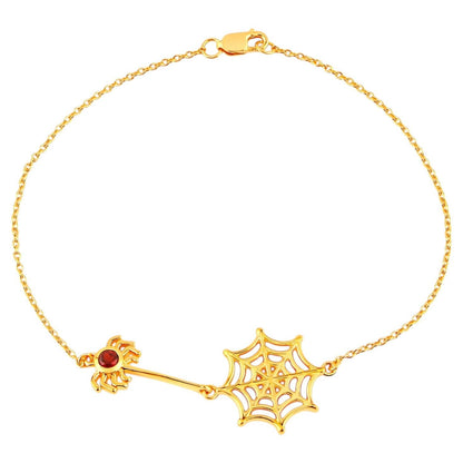 Garnet Spider Bracelet 0.1 Carats Gold Plated Silver