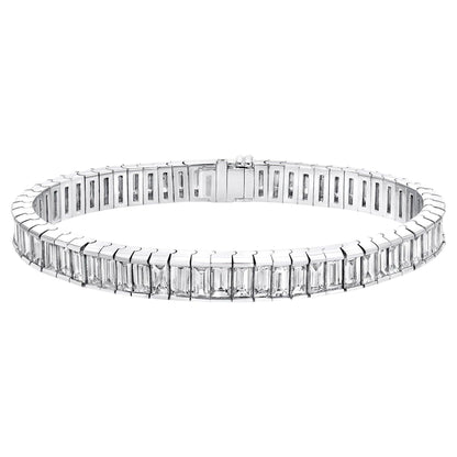 Baguette Cut Diamond Tennis Bracelet 15.69 Carats Platinum