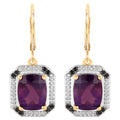 Amethyst Earrings With White Topaz 5.52 Carats Gold Plated Silver