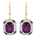 Amethyst Earrings With White Topaz 5.52 Carats Gold Plated Silver