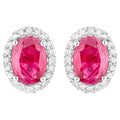 Ruby Earrings Diamonds 1.95 Carats 14K White Gold