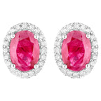 Ruby Earrings Diamonds 1.95 Carats 14K White Gold