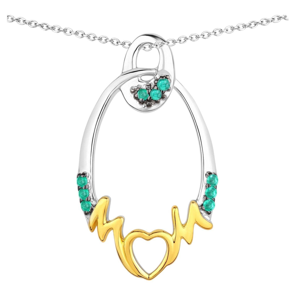 Emerald Mom Pendant 0.14 Carats Gold Plated Silver