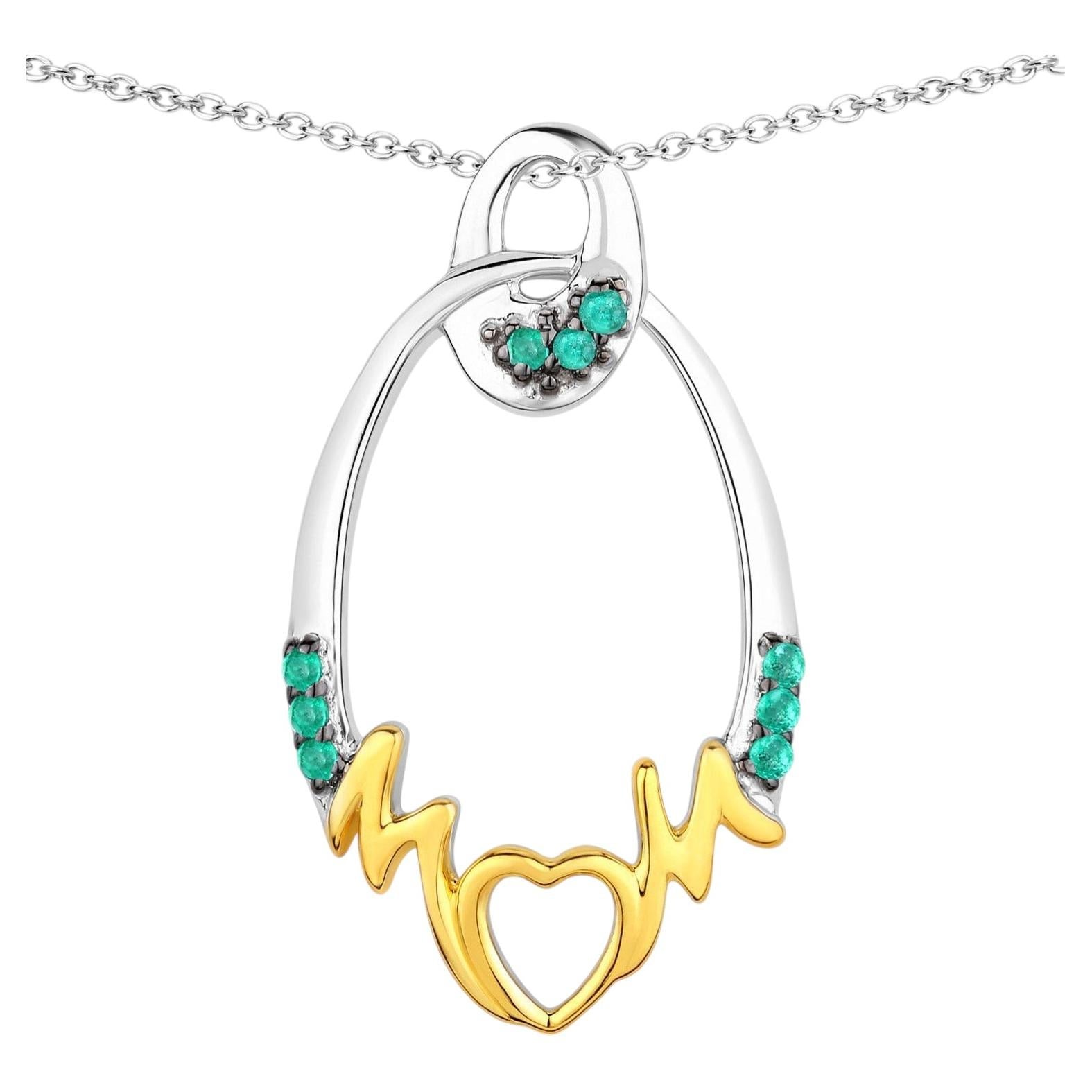 Emerald Mom Pendant 0.14 Carats Gold Plated Silver