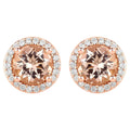 Morganite Stud Earrings With Diamonds 1.56 Carats 14K Rose Gold
