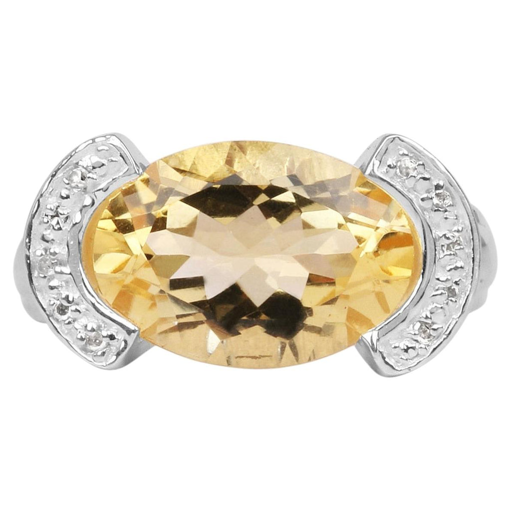 Citrine Ring With Diamonds 4.52 Carats Sterling Silver