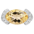 Citrine Ring With Diamonds 4.52 Carats Sterling Silver
