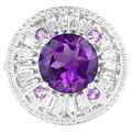 Amethyst Ring With White Topaz 5.54 Carats Sterling Silver