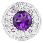 Amethyst Ring With White Topaz 5.54 Carats Sterling Silver