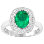 Zambian Emerald Ring With Diamonds 1.97 Carats 14K White Gold