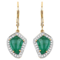 Colombian Emerald Earrings With Diamonds 6.36 Carats 14K Yellow Gold