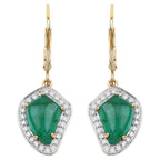 Colombian Emerald Earrings With Diamonds 6.36 Carats 14K Yellow Gold