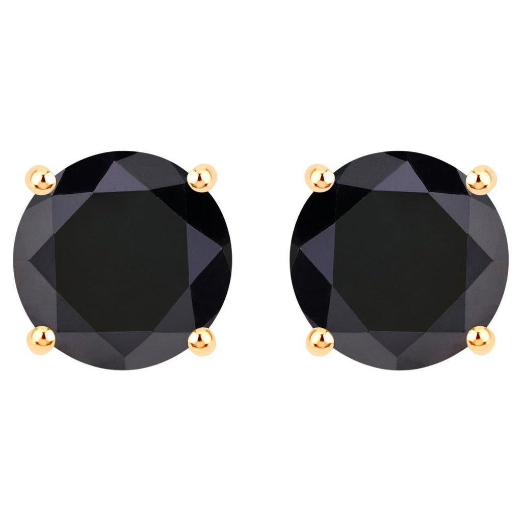 Black Diamond Earrings 4.9 Carats 14K Yellow Gold