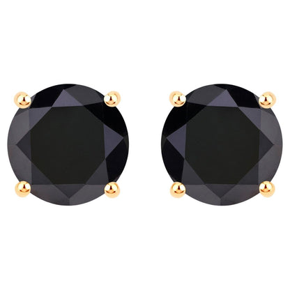 Black Diamond Earrings 4.9 Carats 14K Yellow Gold