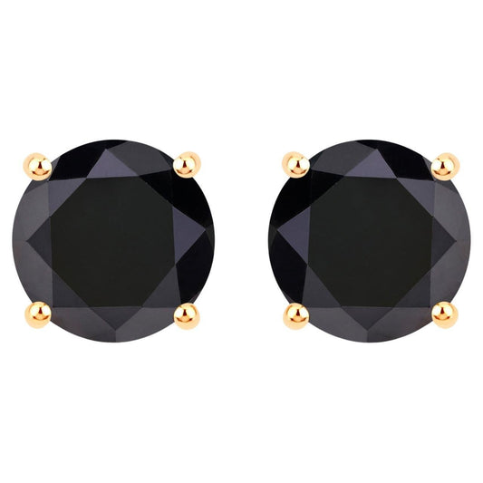 Black Diamond Earrings 4.9 Carats 14K Yellow Gold