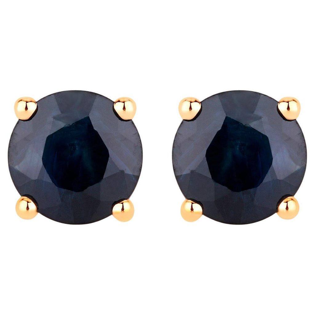 Blue Sapphire Stud Earrings 1.69 Carats 10K Yellow Gold