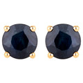 Blue Sapphire Stud Earrings 1.69 Carats 10K Yellow Gold