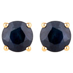 Blue Sapphire Stud Earrings 1.69 Carats 10K Yellow Gold