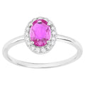Pink Sapphire Ring With Diamonds 0.96 Carats 14K White Gold