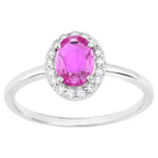 Pink Sapphire Ring With Diamonds 0.96 Carats 14K White Gold