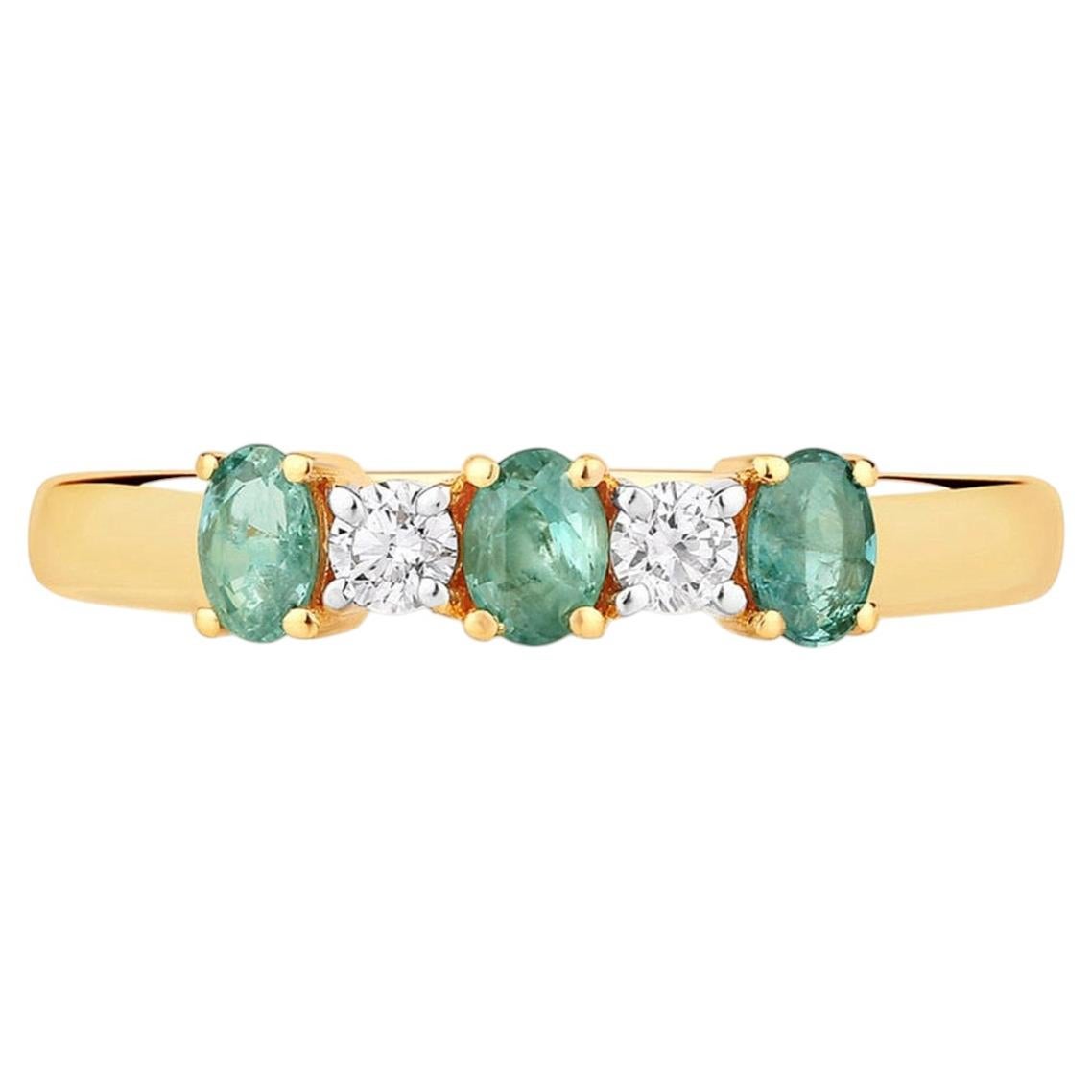 Alexandrite Ring With Diamonds 0.5 Carats 18K Yellow Gold