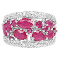 Ruby Ring With White Zircon 3.26 Carats Sterling Silver