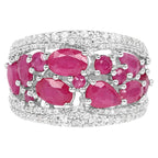Ruby Ring With White Zircon 3.26 Carats Sterling Silver