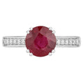 Ruby Ring With Diamonds 2.18 Carats 14K White Gold
