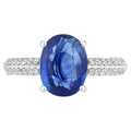 Blue Sapphire Ring With Diamonds 2.44 Carats 18K White Gold