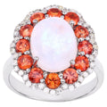 Moonstone Ring With Spessartite Garnet 6.32 Carats Sterling Silver