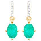 Zambian Emerald Dangle Earrings Diamonds 1.5 Carats 10K Yellow Gold