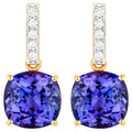 Tanzanite Dangle Earrings Diamond Setting 5.65 Carats 14K Yellow Gold
