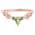 Peridot Bat Ring 0.26 Carats Gold Plated Silver