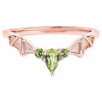 Peridot Bat Ring 0.26 Carats Gold Plated Silver