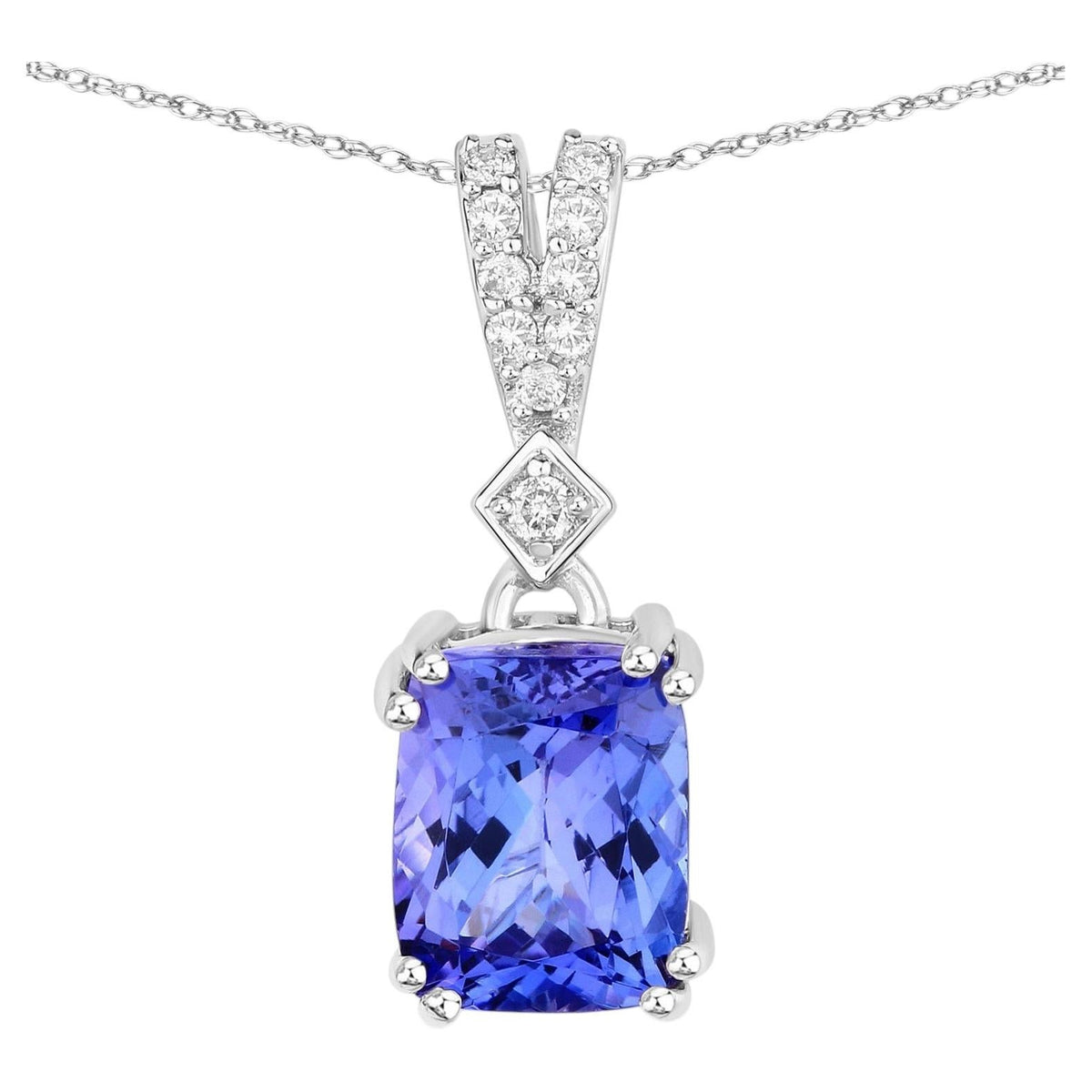 Tanzanite Pendant With Diamonds 2.37 Carats 14K White Gold