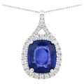 Blue Sapphire Pendant With Diamonds 2.68 Carats 18K White Gold