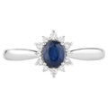 Blue Sapphire Ring With Diamonds 0.4 Carats 14K White Gold