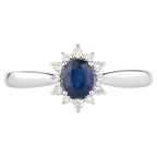 Blue Sapphire Ring With Diamonds 0.4 Carats 14K White Gold