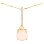 Natural Opal Pendant With Diamonds 0.5 Carats 10K Yellow Gold