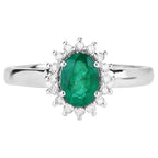 Zambian Emerald Ring With Diamonds 0.82 Carats 14K White Gold