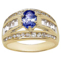 Tanzanite Ring With White Topaz 2.58 Carats Gold Plated Silver