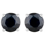 Blue Sapphire Stud Earrings 1.69 Carats 10K White Gold