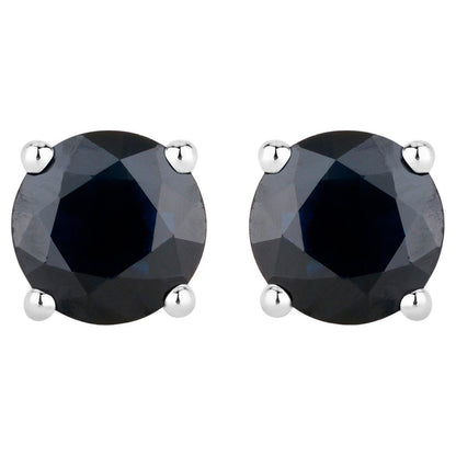 Blue Sapphire Stud Earrings 1.69 Carats 10K White Gold