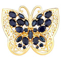 Blue Sapphire Ring 2.78 Carats Gold Plated Silver